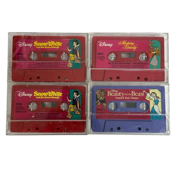 Vtg Disney Story Teller Cassette Tapes Snow White Sleeping Beauty Beauty & Beast - Picture 1 of 8